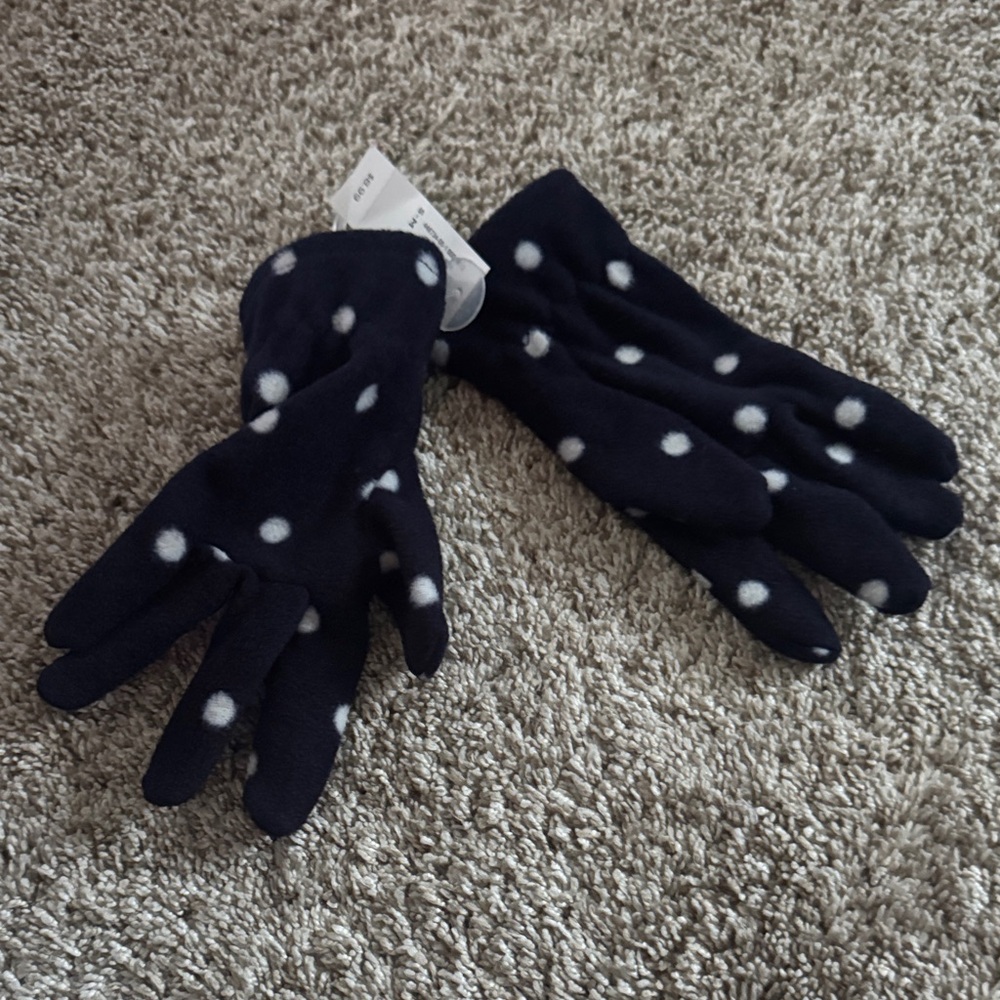 Old Navy Black and White Polka Dot Mittens